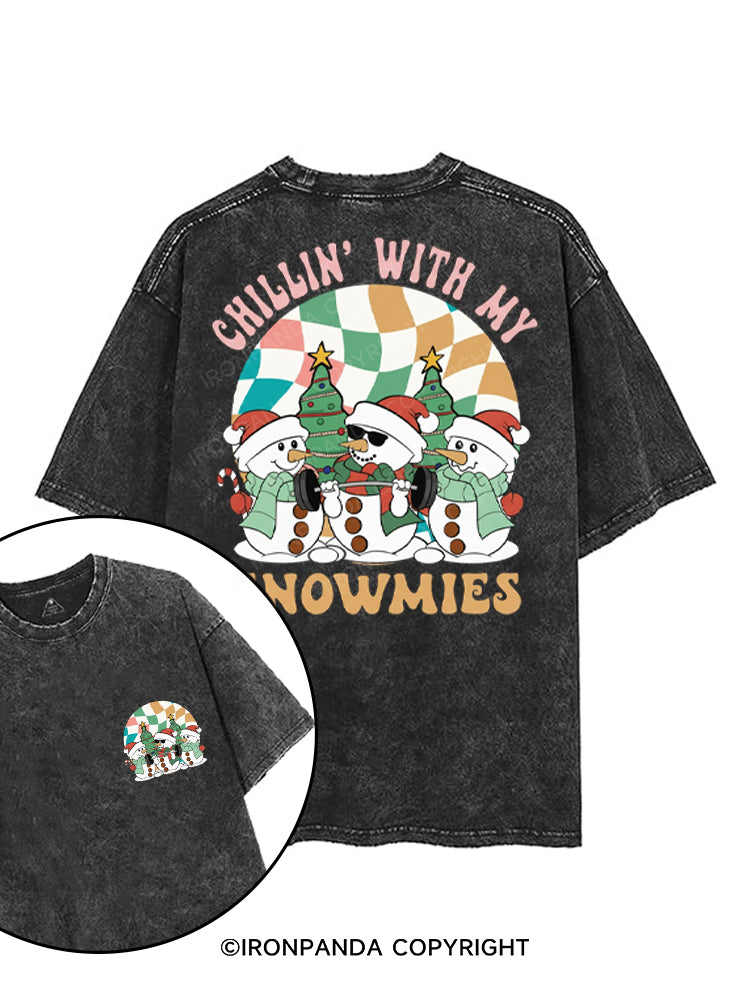 CHILLIN' WITH MY SNOWMIES printed Gym Shirt