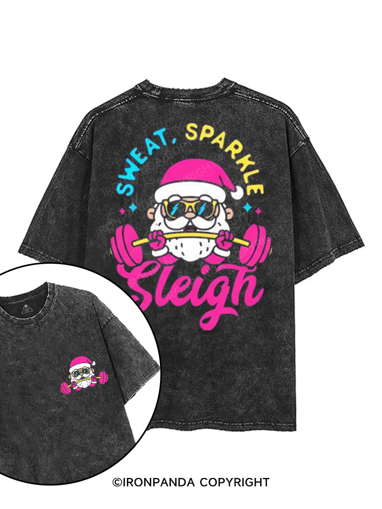 SWEAT, SPARKLE, SLEIGH printed Gym Shirt