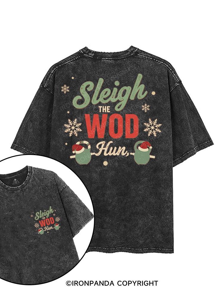 SLEIGH THE WOD printed Gym Shirt