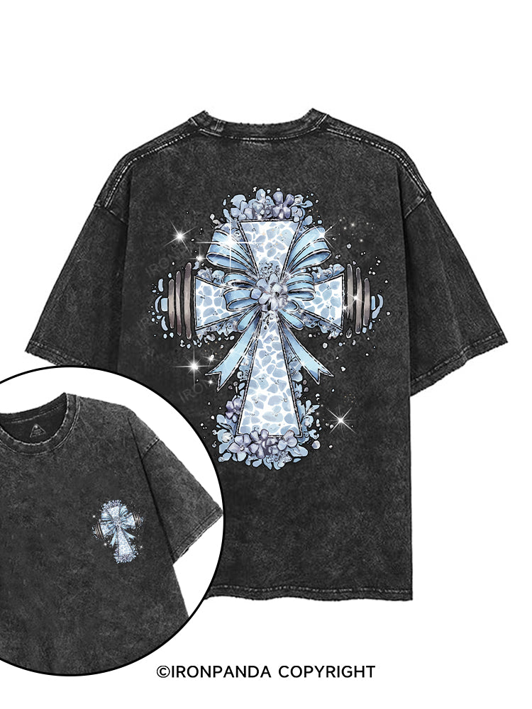 BLOSSOMING STRENGTH CROSS printed Gym Shirt