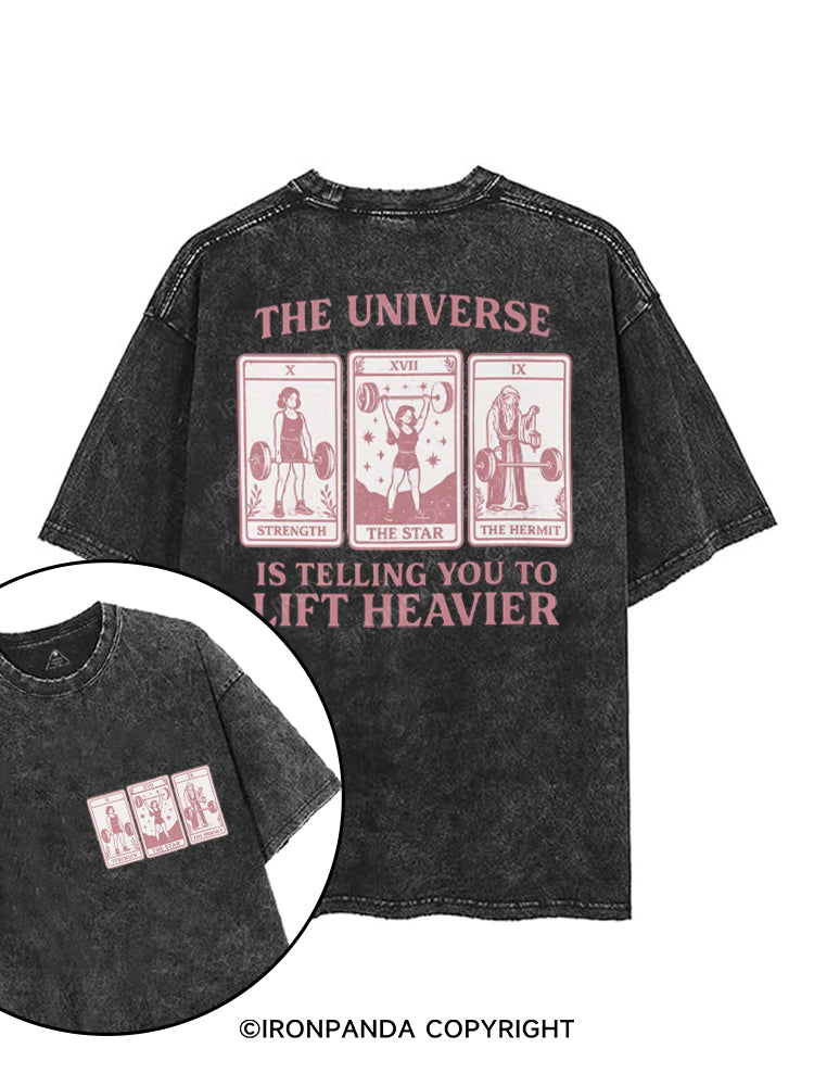 THE UNIVERSE IS TELLING YOU TO LIFT HEAVIER printed Gym Shirt