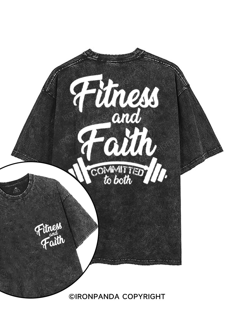 FITNESS AND FAITH COMMITTED TO BOTH printed Gym Shirt