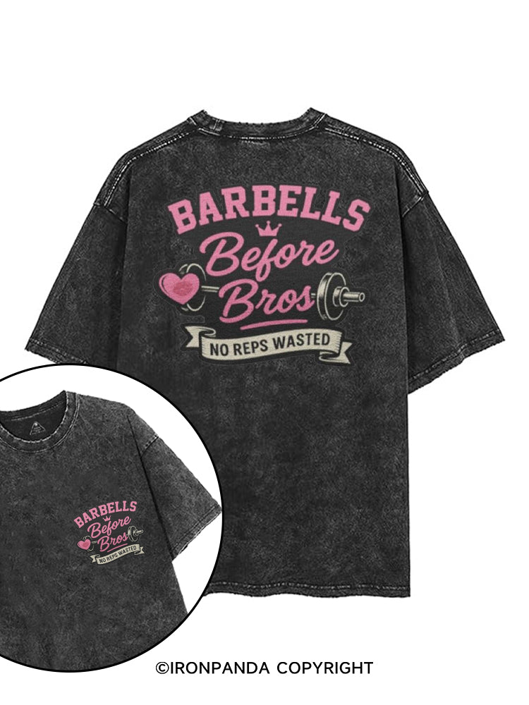 BARBELLS BEFORE BROS NO REPS WASTED printed Gym Shirt
