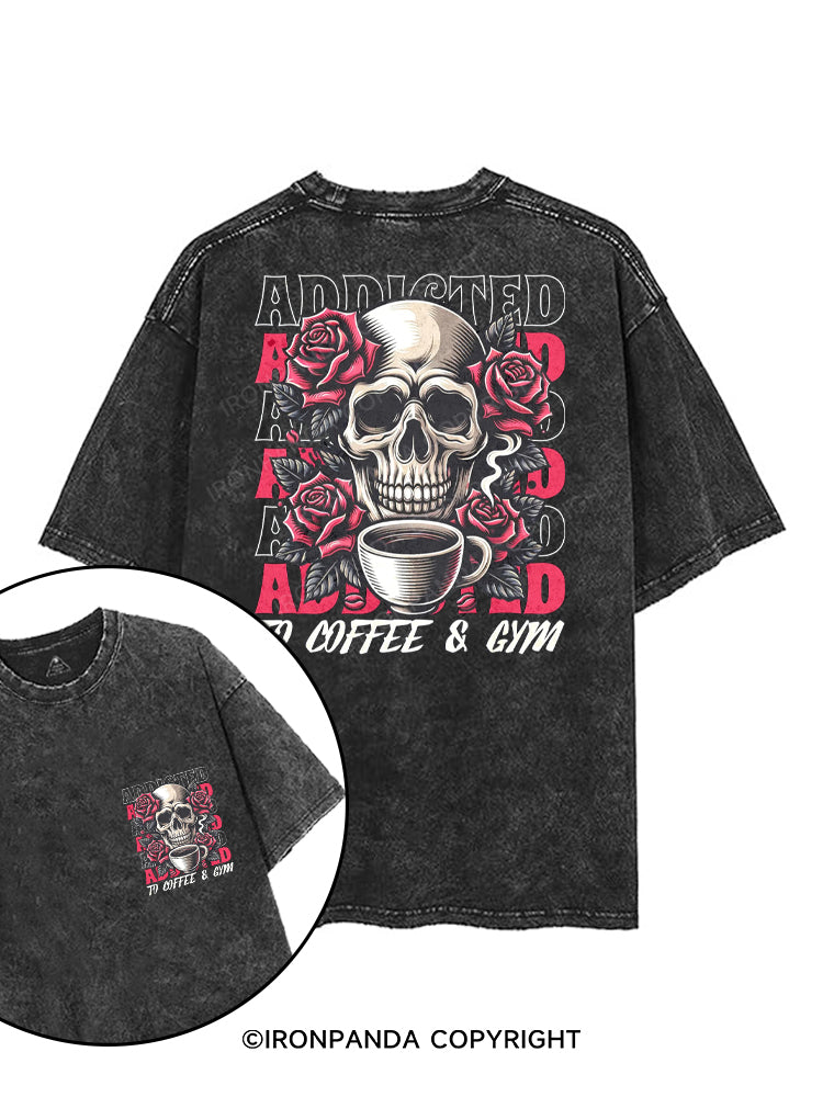 ADDICTED TO COFFEE & GYM printed Gym Shirt