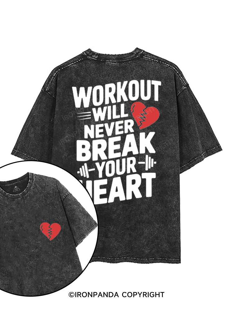 WORKOUT WILL NEVER BREAK YOUR HEART printed Gym Shirt