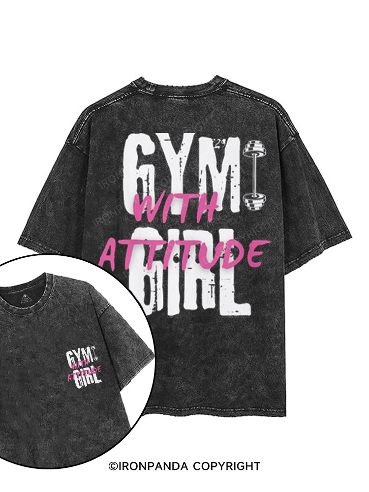 GYM GIRL WITH ATTITUDE printed Gym Shirt