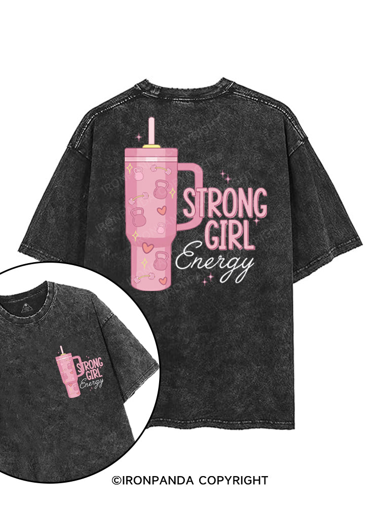 STRONG GIRL ENERGY printed Gym Shirt