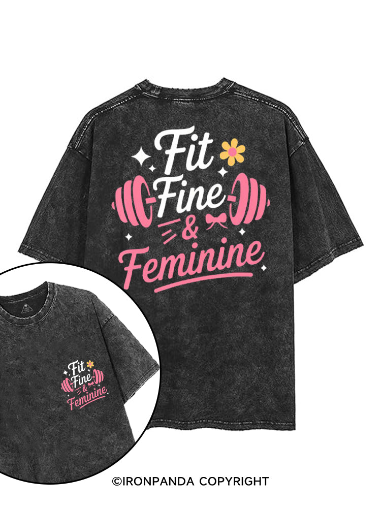 FIT FINE & FEMININE printed Gym Shirt