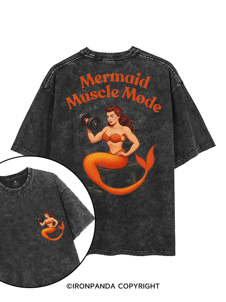MERMAID MUSCLE MODE printed Gym Shirt