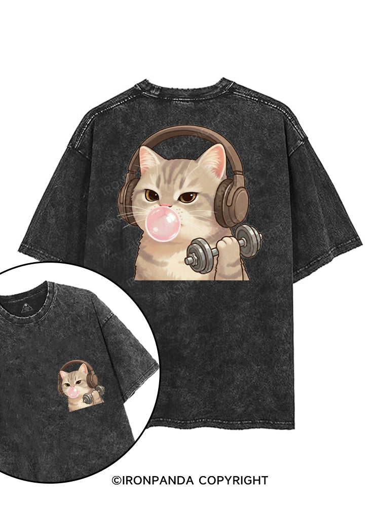 PUMP UP PURRFECTION printed Gym Shirt
