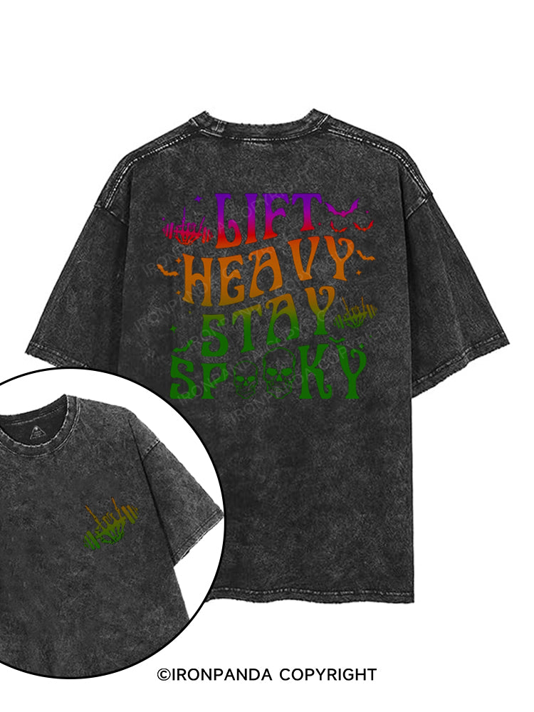 LIFT HEAVY STAY SPOOKY printed Gym Shirt