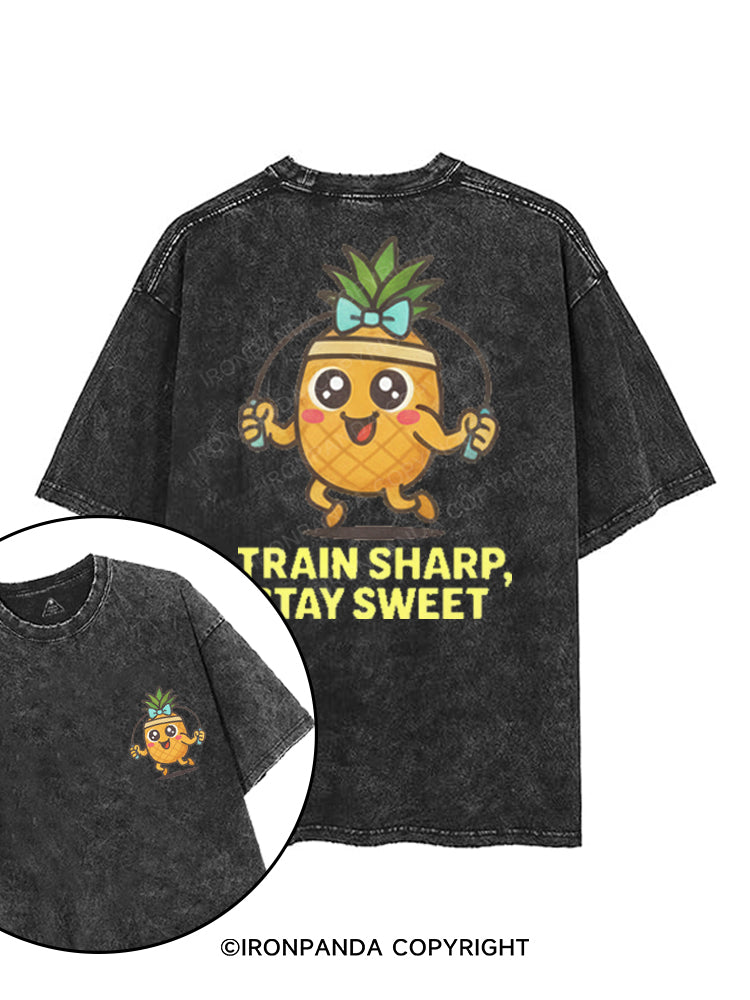 TRAIN SHARP, STAY SWEET printed Gym Shirt