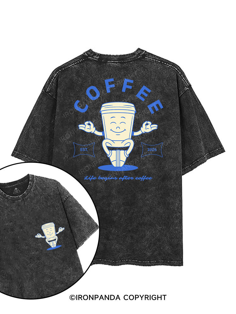 LIFE BEGINS AFTER COFFEE printed Gym Shirt