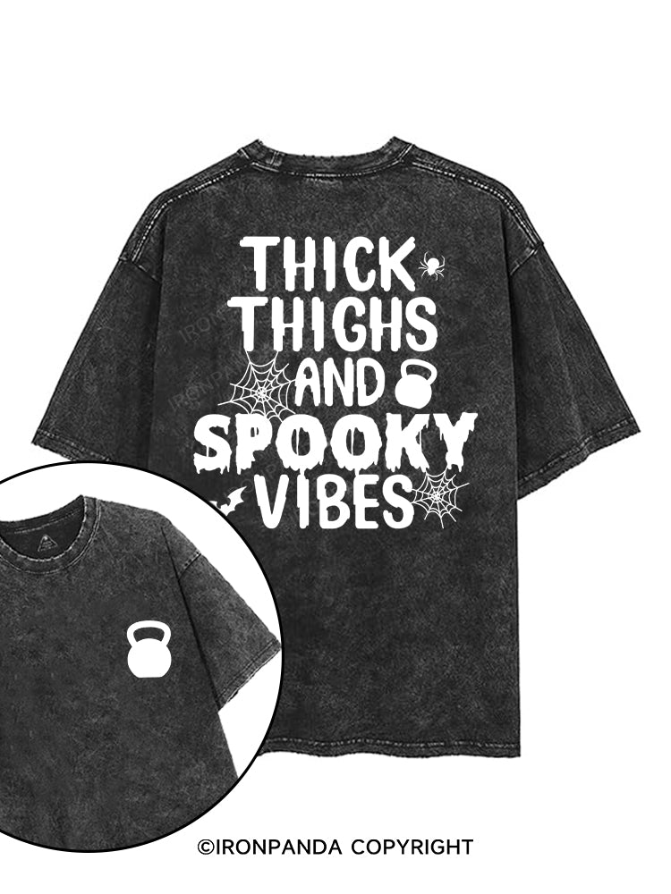 THICK THIGHS AND SPOOKY VIBES printed Gym Shirt