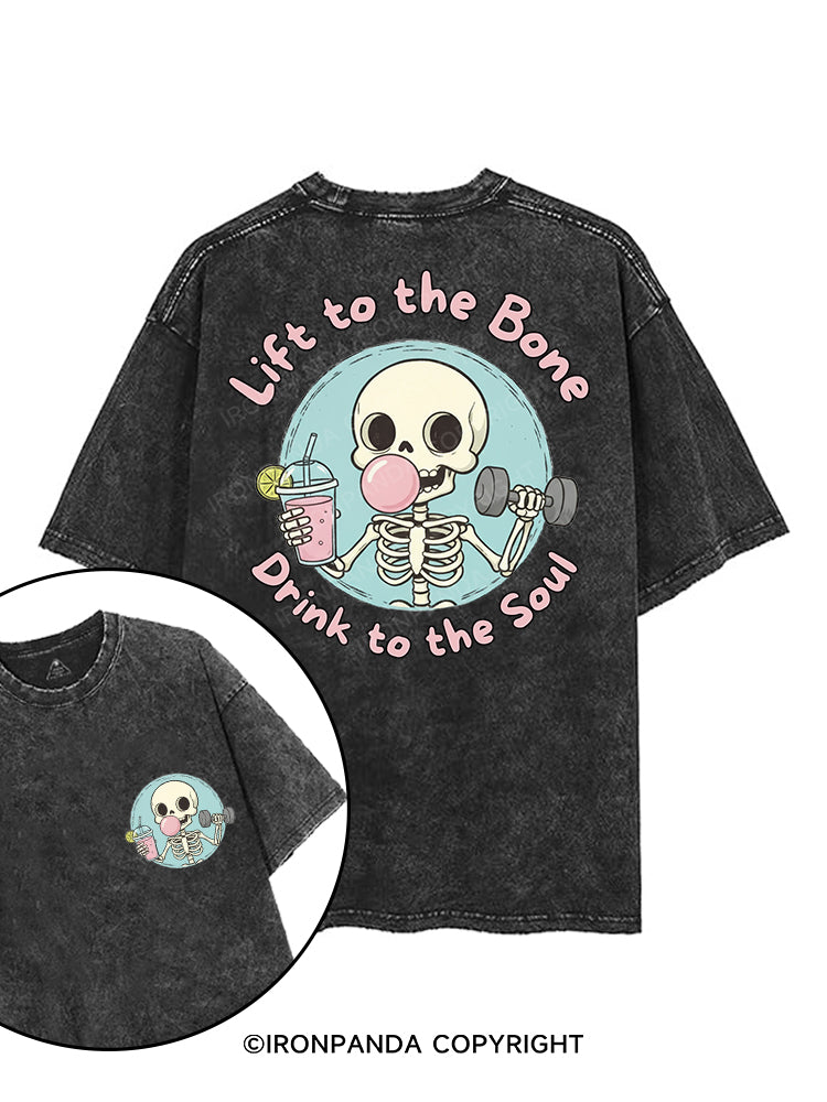 LIFT TO THE BONE, DRINK TO THE SOUL printed Gym Shirt