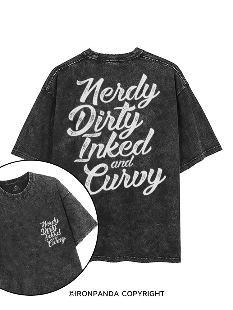 NERDY DIRTY INKED AND CURVY printed Gym Shirt