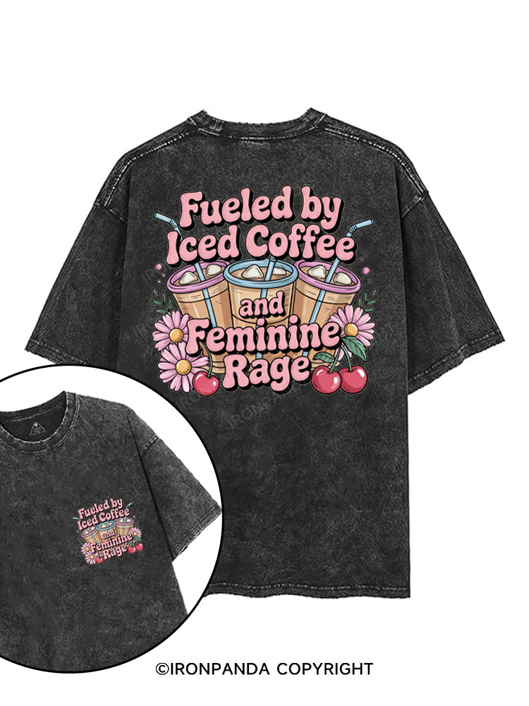 FUELED BY ICED COFFEE AND FEMININE RAGE printed Gym Shirt