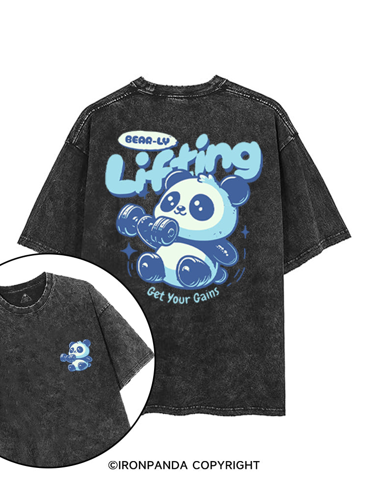 BEAR-LY LIFTING GET YOUR GAINS printed Gym Shirt
