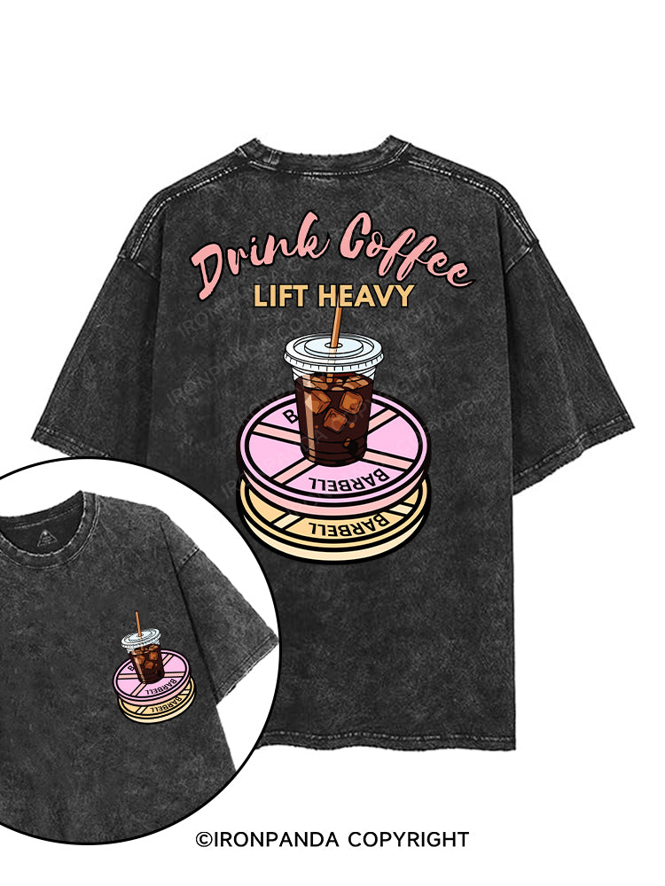 DRINK COFFEE LIFT HEAVY printed Gym Shirt