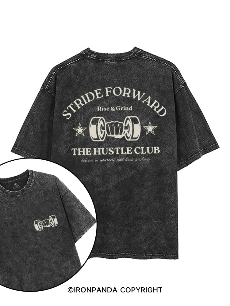 STRIDE FORWARD THE HUSTLE CLUB printed Gym Shirt