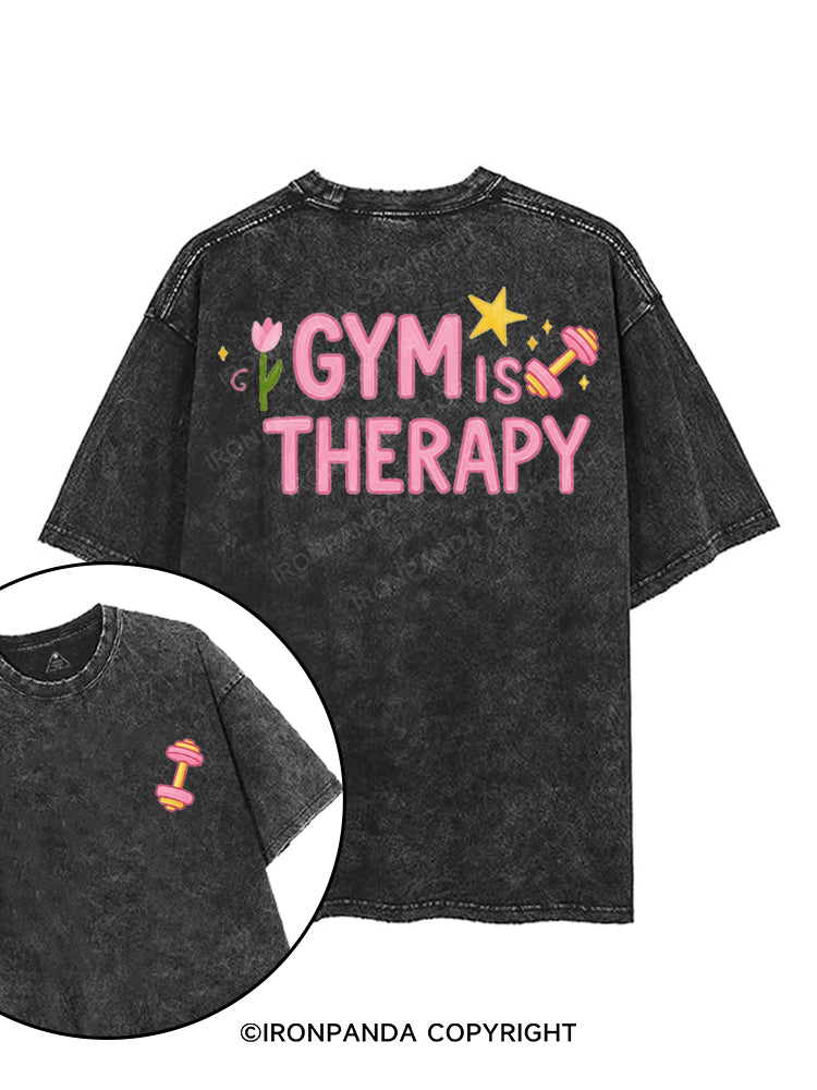 GYM IS THERAPY printed Gym Shirt