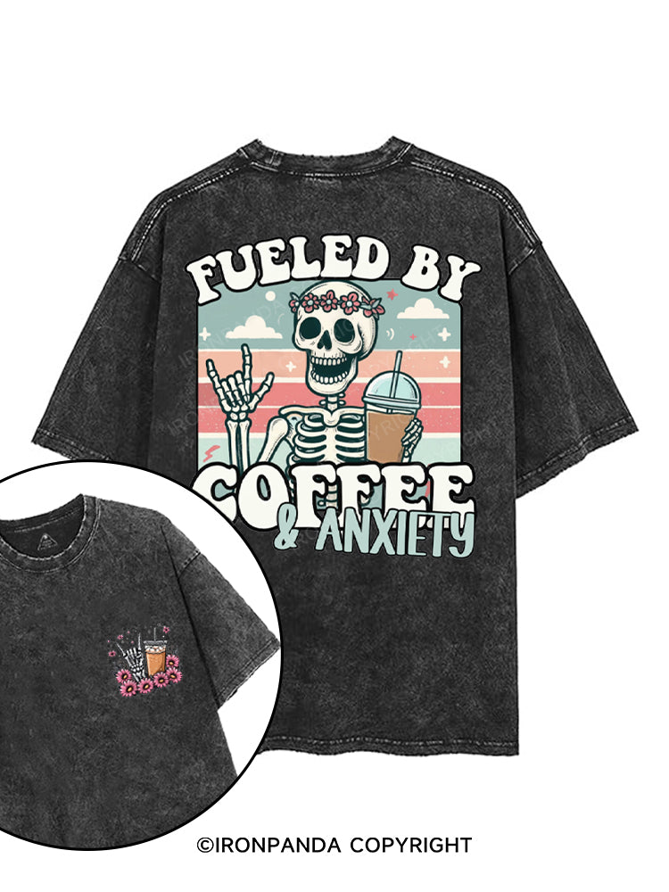 FUELED BY COFFEE & ANXIETY printed Gym Shirt