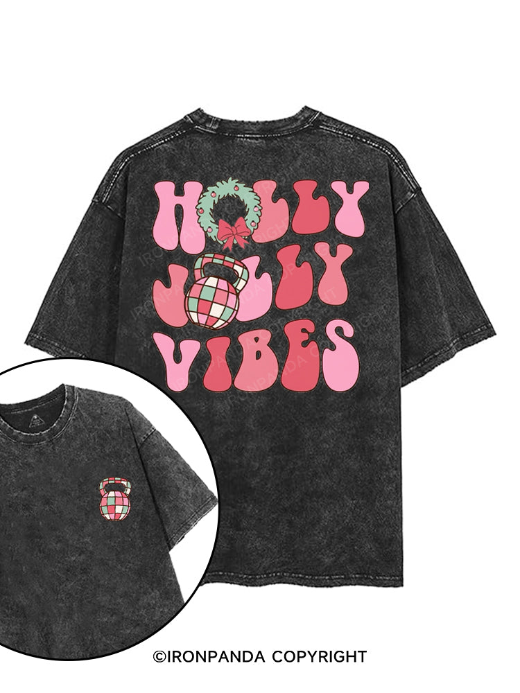 HOLLY JOLLY VIBES printed Gym Shirt