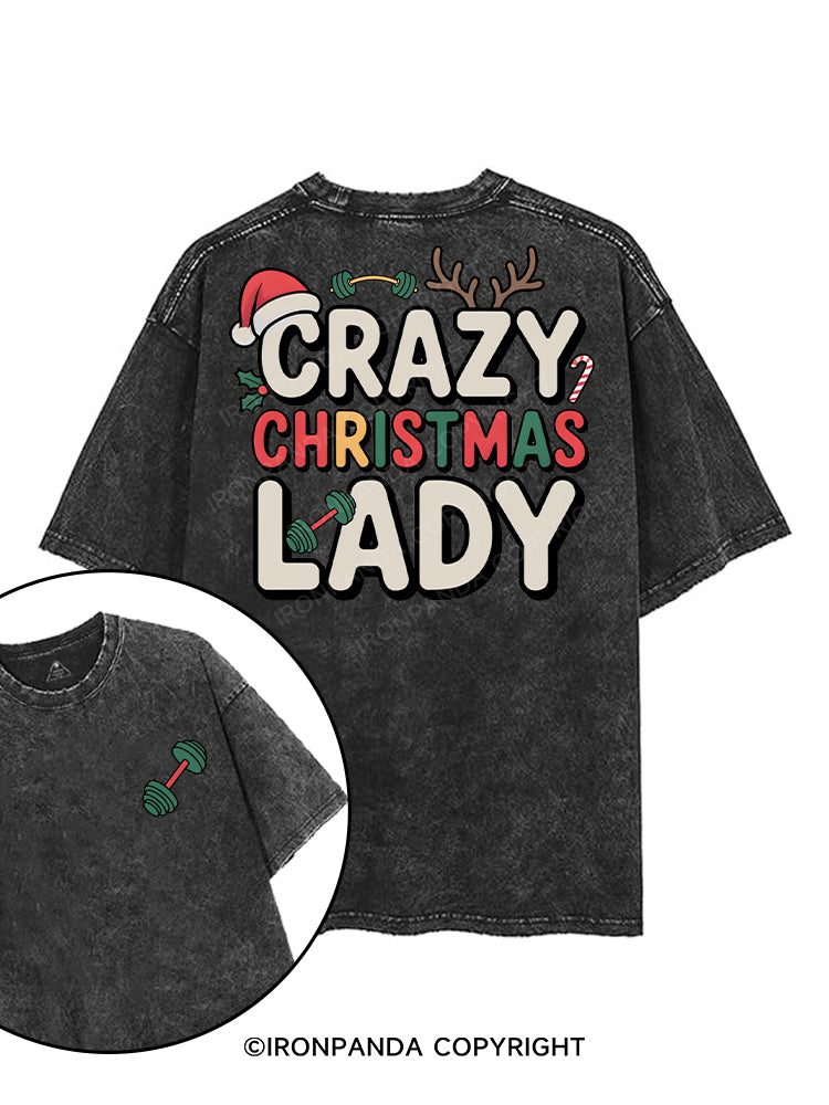 CRAZY CHRISTMAS LADY printed Gym Shirt