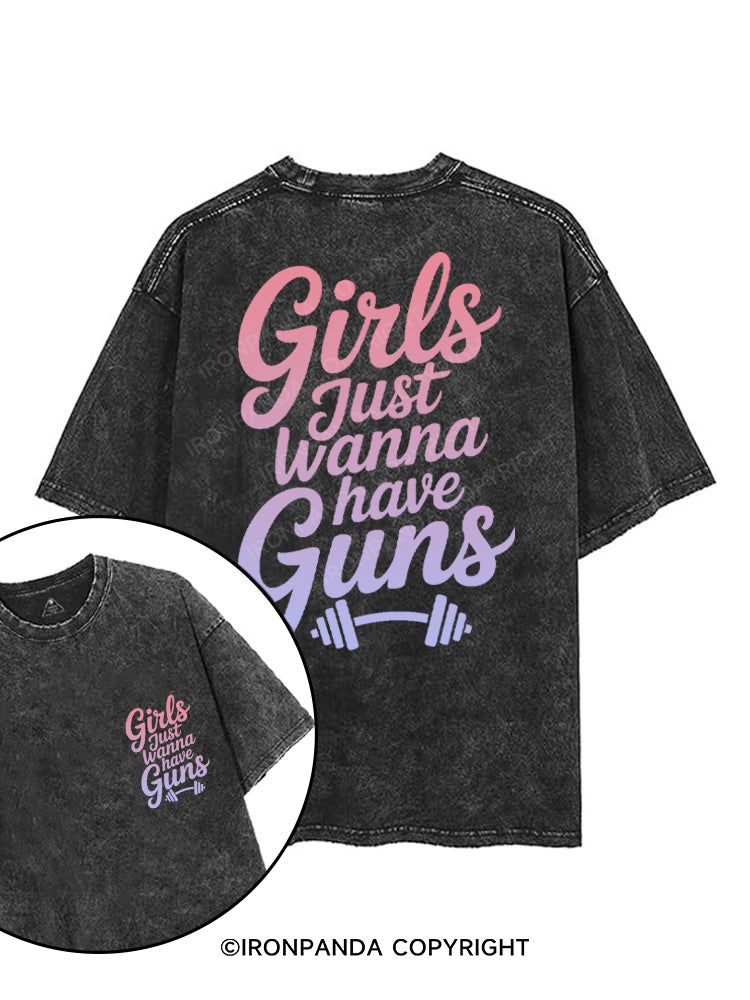 GIRLS JUST WANNA HAVE GUNS printed Gym Shirt