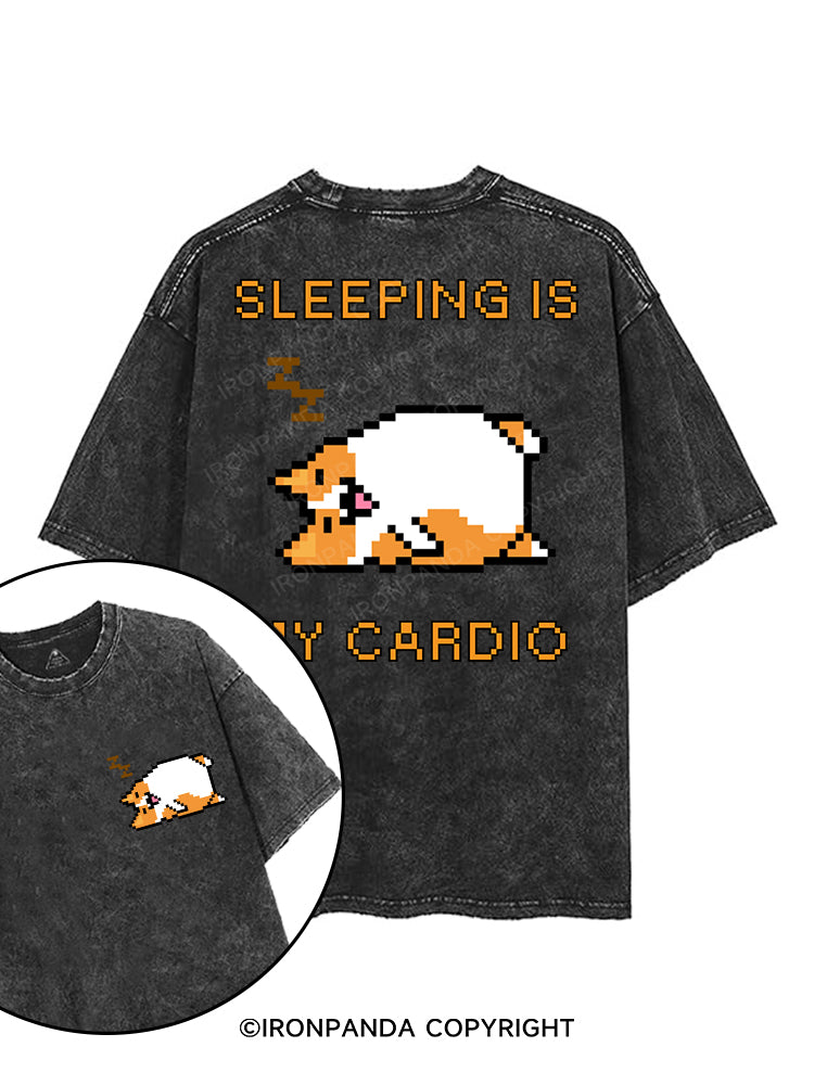 SLEEPING IS MY CARDIO printed Gym Shirt