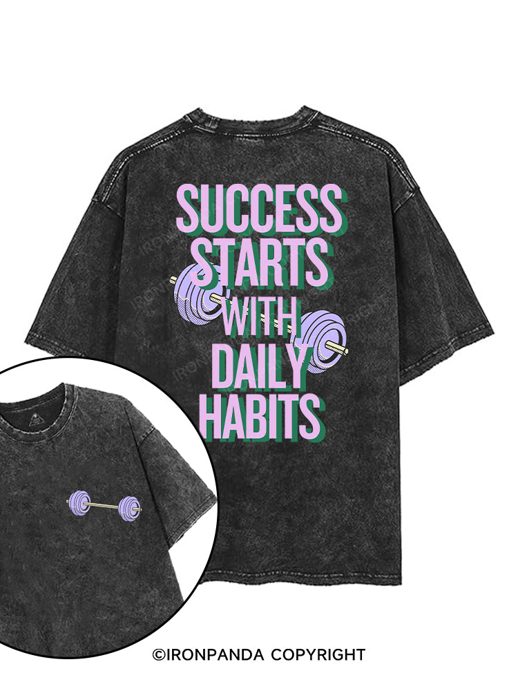 SUCCESS STARTS WITH DAILY HABITS printed Gym Shirt