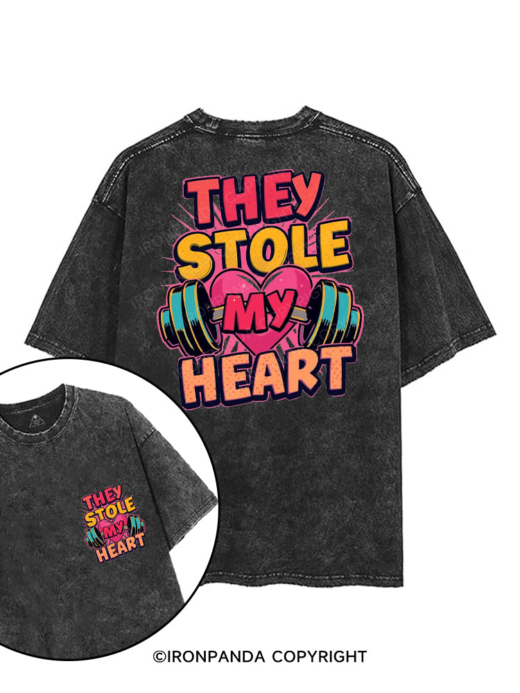 THEY STOLE MY HEART printed Gym Shirt