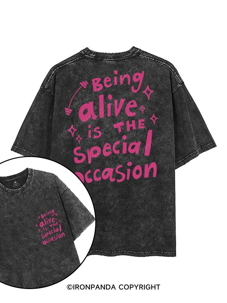BEING ALIVE IS THE SPECIAL OCCASION printed Gym Shirt