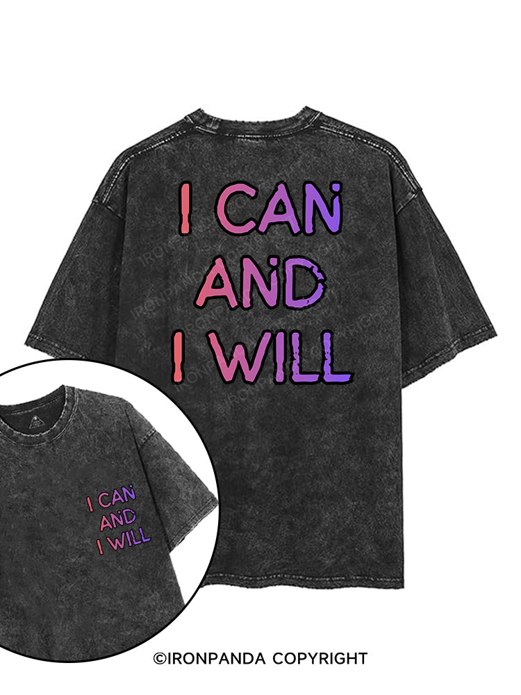 I CAN AND I WILL printed Gym Shirt