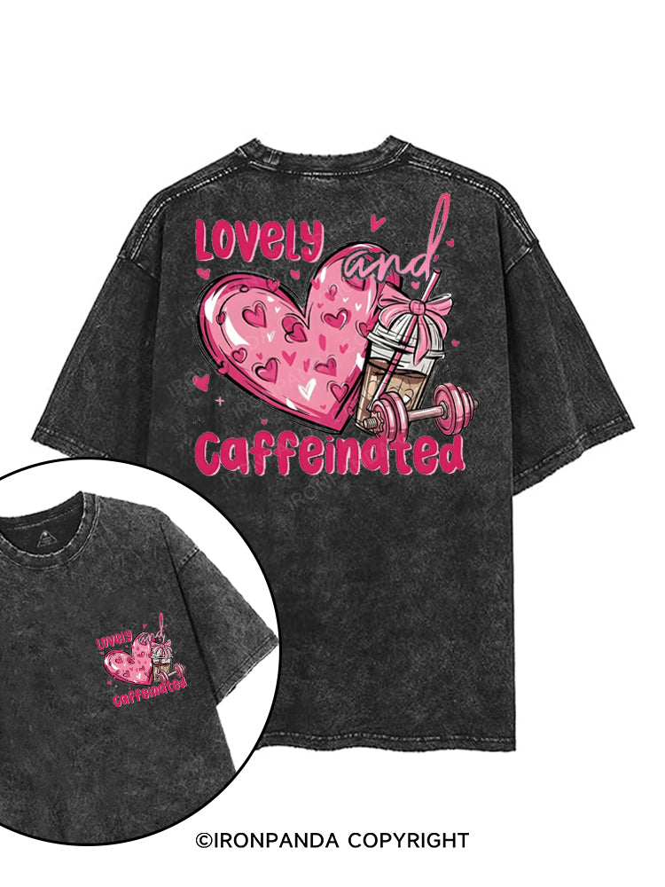 LOVELY AND CAFFEINATED printed Gym Shirt