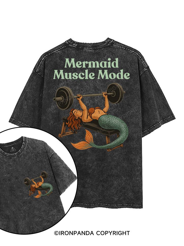 MERMAID MUSCLE MODE printed Gym Shirt