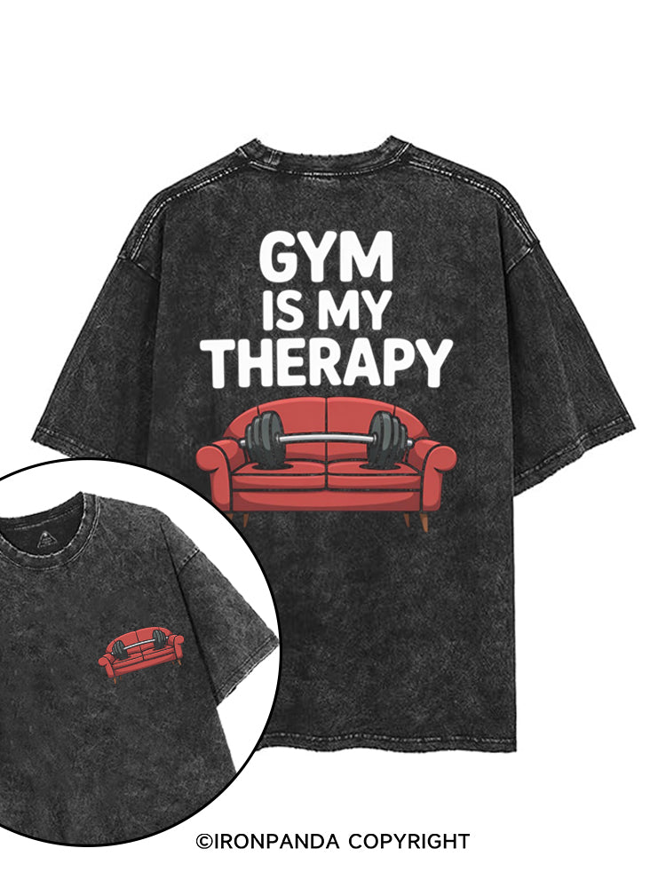 GYM IS MY THERAPY printed Gym Shirt