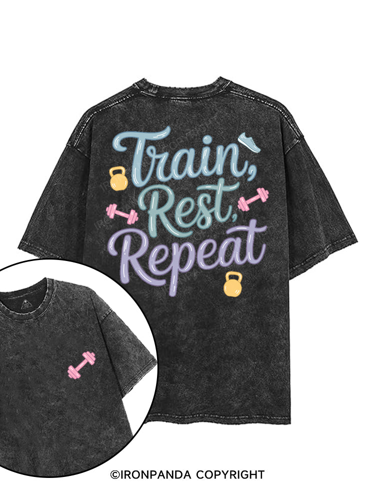 TRAIN REST REPEAT printed Gym Shirt