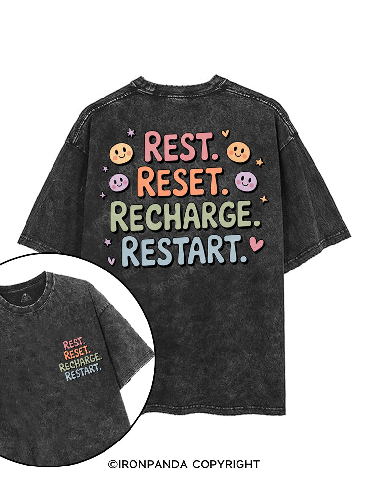 REST RESET RECHARGE RESTART printed Gym Shirt