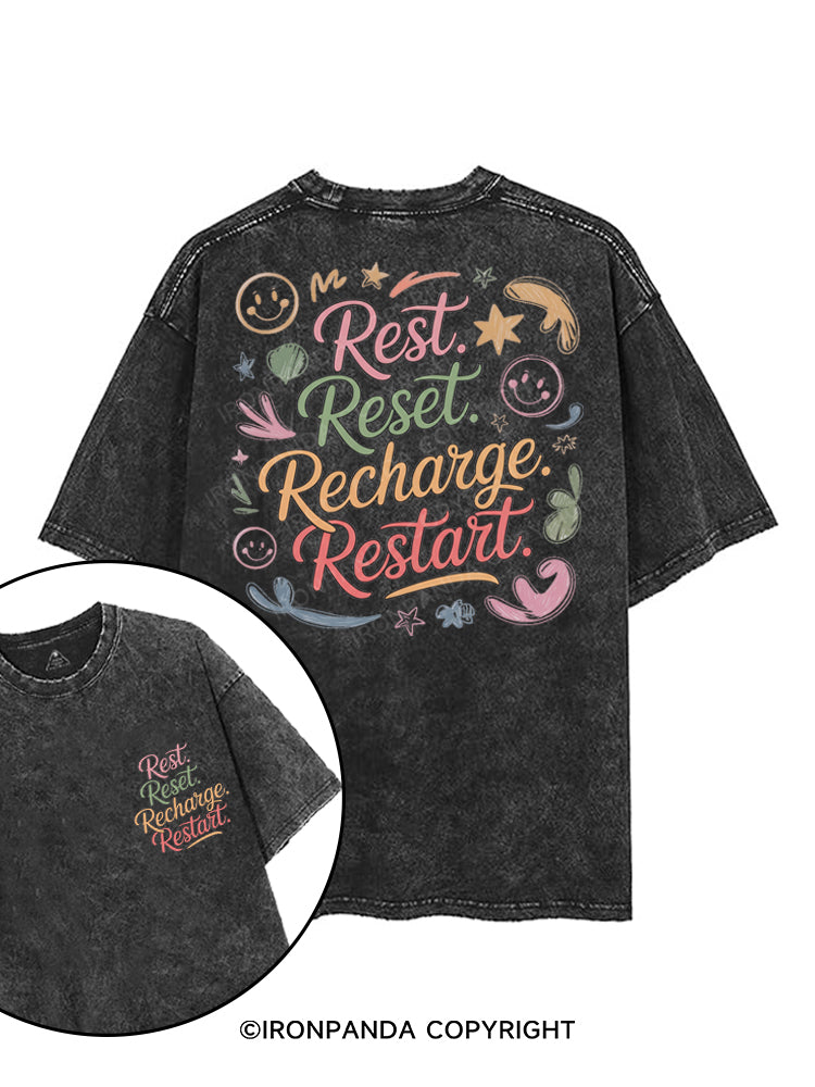 REST RESET RECHARGE RESTART printed Gym Shirt