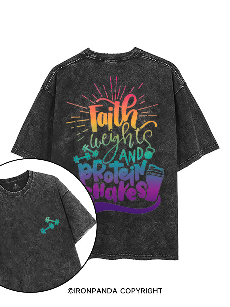 FAITH WEIGHTS AND PROTEIN SHAKES printed Gym Shirt