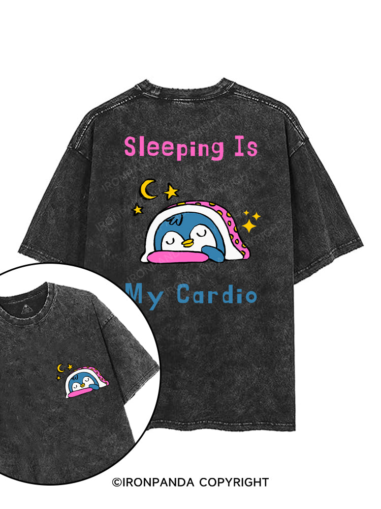 SLEEPING IS MY CARDIO printed Gym Shirt