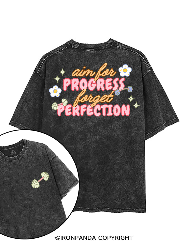 AIM FOR PROGRESS FORGET PERFECTION printed Gym Shirt