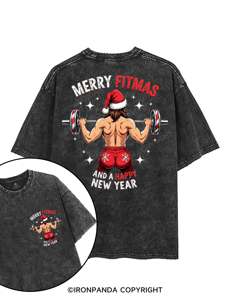 MERRY FITMAS AND A HAPPY NEW YEAR printed Gym Shirt