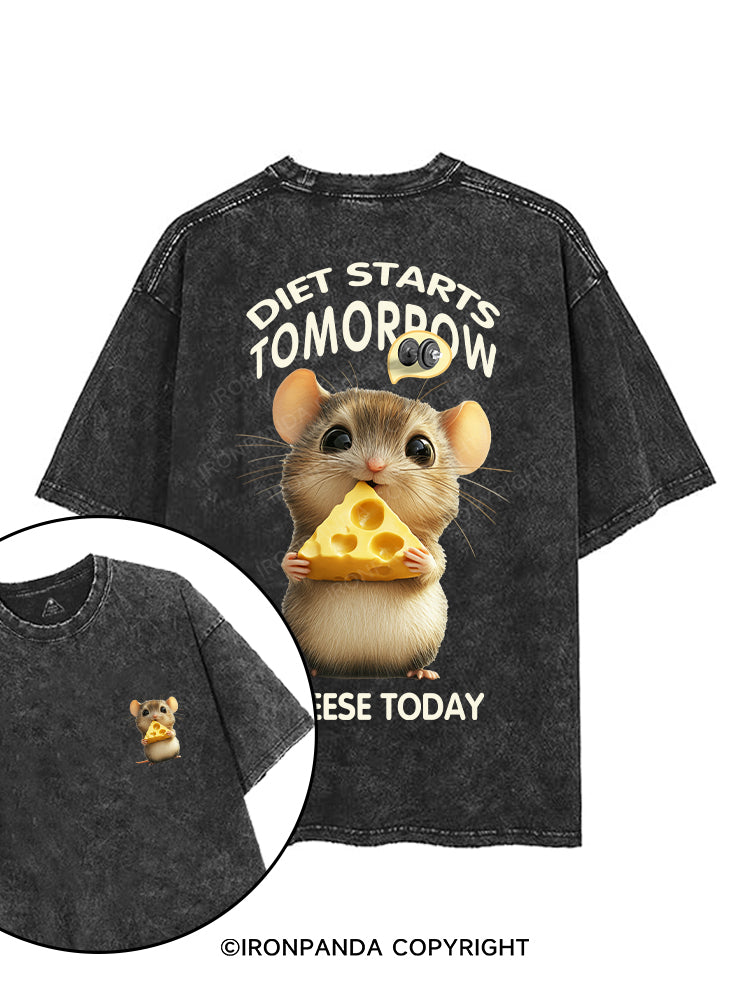 DIET STARTS TOMORROW CHEESE TODAY printed Gym Shirt