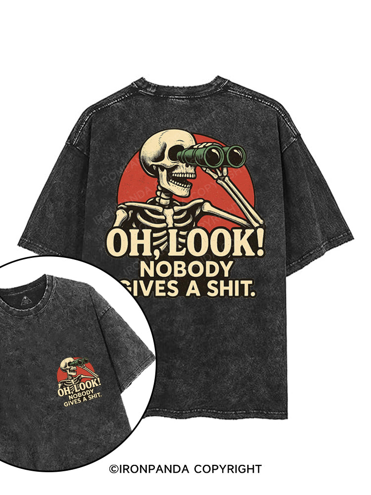 OH, LOOK! NOBODY GIVES A SHIT printed Gym Shirt
