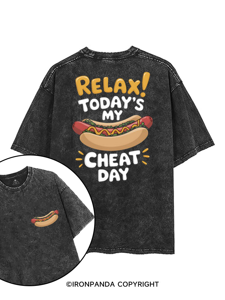RELAX! TODAY'S MY CHEAT DAY printed Gym Shirt