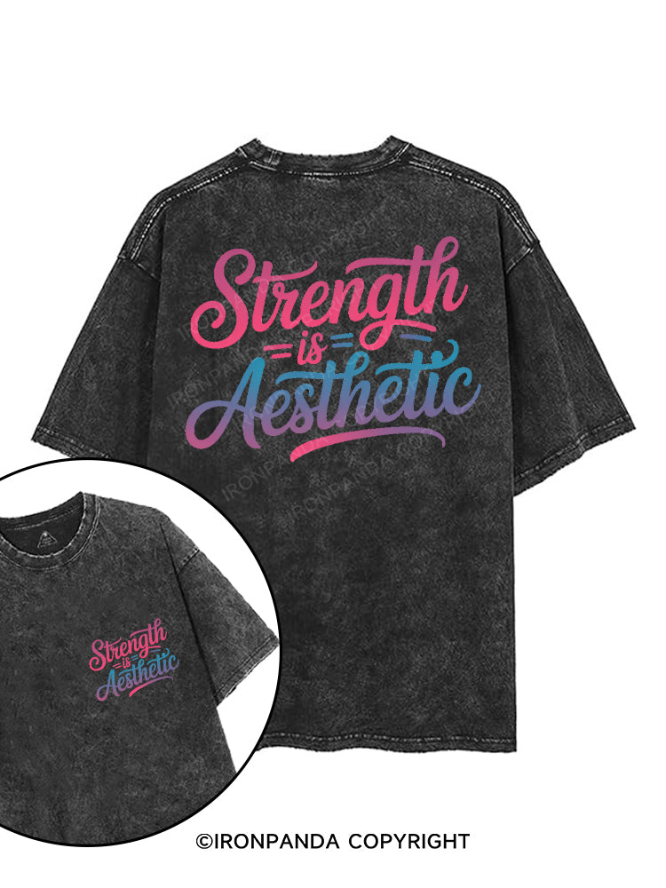 STRENGTH IS AESTHETIC printed Gym Shirt