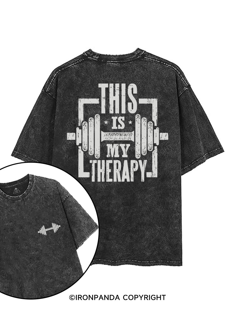 THIS IS MY THERAPY printed Gym Shirt