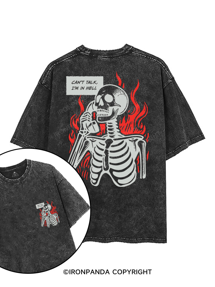 CAN'T TALK, I'M IN HELL printed Gym Shirt